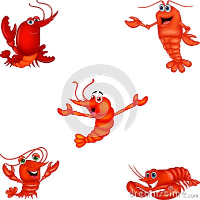 Cartoon crustacean collection set Stock Photo