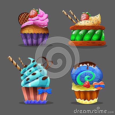 Cartoon cupcake. Vector illustration. Vector Illustration
