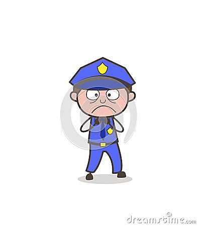 Cartoon Custom-Officer Frowning Face Stock Photo