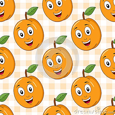 Cartoon Cute Apricot Seamless Pattern Vector Illustration