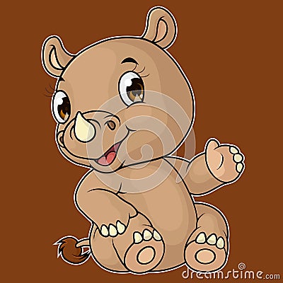 Cartoon of cute baby rhino sitting Stock Photo