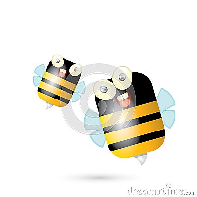 Cartoon cute bright baby bee. vector Cartoon Illustration