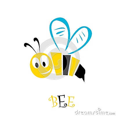 Cartoon cute bright baby bee. vector illustration. Vector Illustration