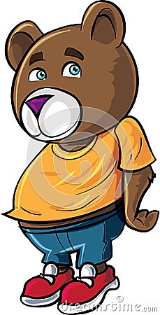 Cartoon cute brown bear Stock Photo