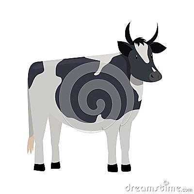 Cartoon cute bull isolated on white background. Vector illustration for children. Vector Illustration