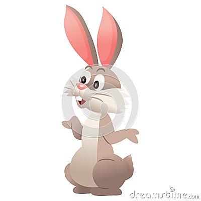 Cartoon Cute Bunny Rabbit Standing Wondering Cartoon Illustration