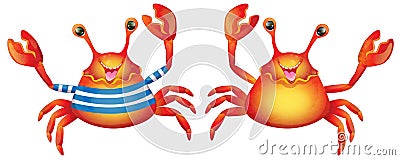 Cartoon cute cheerful crab Vector Illustration