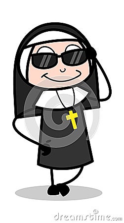 Modern Style - Cartoon Nun Lady Vector Illustration Stock Photo