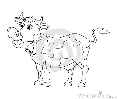 Cartoon cute cow outline design isolated on white background Vector Illustration