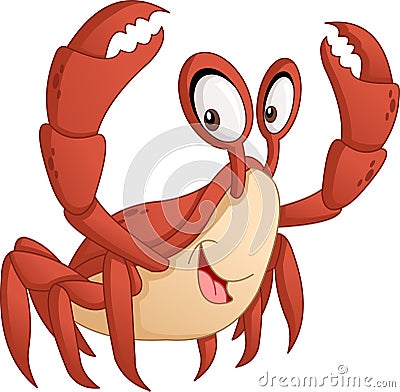 Cartoon cute crab. Vector illustration of funny happy animal. Vector Illustration