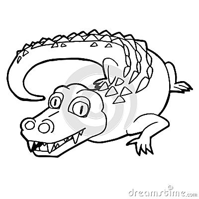 Cartoon cute crocodile coloring page vector Vector Illustration