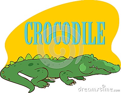 Cartoon cute crocodile. Vector illustration of funny happy alligator. stock illustration Vector Illustration