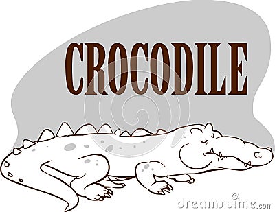 Cartoon cute crocodile. Vector illustration of funny happy alligator. stock illustration Vector Illustration