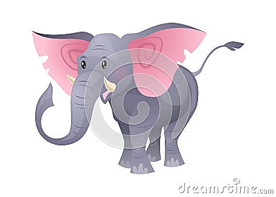 Cartoon cute elephant. Fashion cuteness jungle wild funny vector animal for card or shower design Vector Illustration