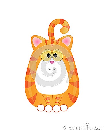 Cartoon Cute Fat Red Cat. Stock Photo