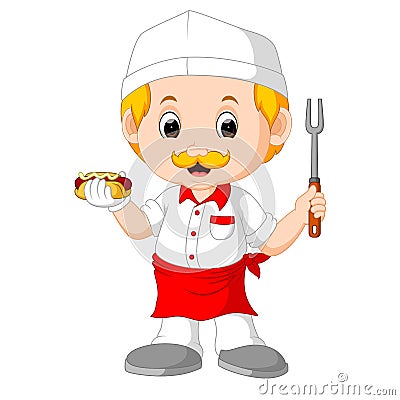 Cartoon cute funny chef Vector Illustration