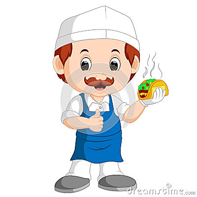 Cartoon cute funny chef Vector Illustration