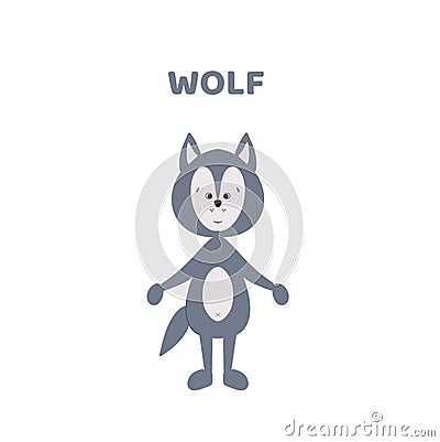 Cartoon a cute and funny wolf. Cartoon Illustration