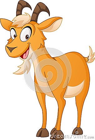 Cartoon cute goat. Vector illustration of funny happy animal. Vector Illustration