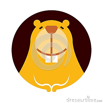 Cartoon cute little beaver character smiling with big teeth Vector Illustration