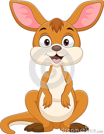 Cartoon cute little kangaroo on white background Vector Illustration