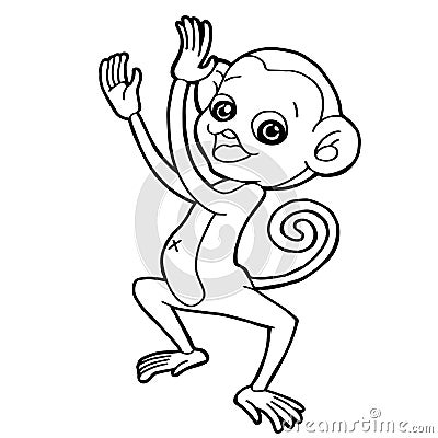 Cartoon cute monkey coloring page vector Vector Illustration