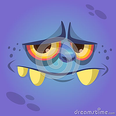 Cartoon cute monster face avatar. Vector illustration. Vector Illustration