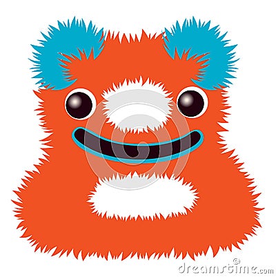 Cartoon cute orange and blue monster number eight Vector Illustration