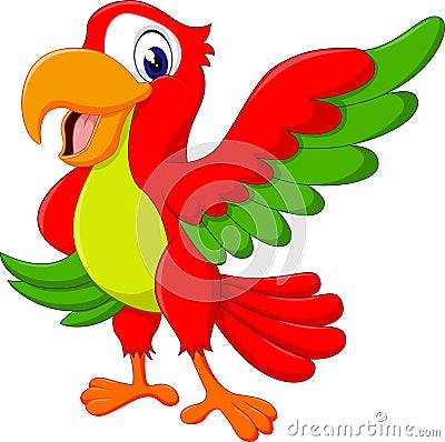 Cartoon cute parrot Vector Illustration