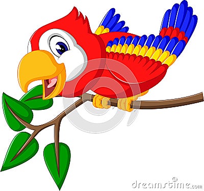 Cartoon cute parrot Vector Illustration