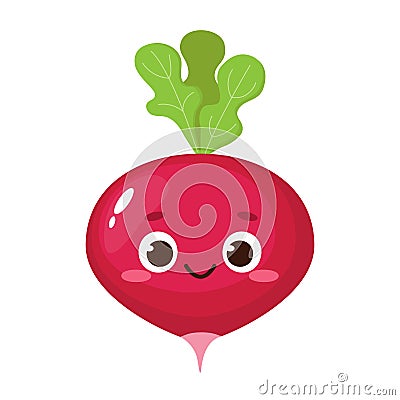 Cartoon cute radish character vector Vector Illustration