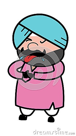 Cartoon Cute Sardar Choking Stock Photo