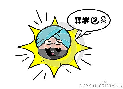 Cartoon Cute Sardar Shouting and abusing Stock Photo