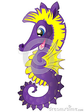 Cartoon cute seahorse Vector Illustration