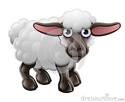 Cartoon Cute Sheep Farm Animal Vector Illustration