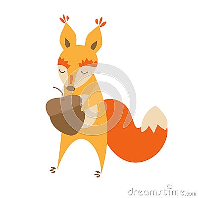 Cartoon Cute Squirrel Animal. Vector Vector Illustration