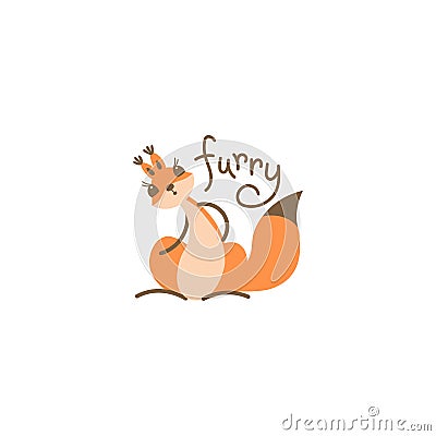 Cartoon cute squirrel. Little funny print. Vector illustration Vector Illustration