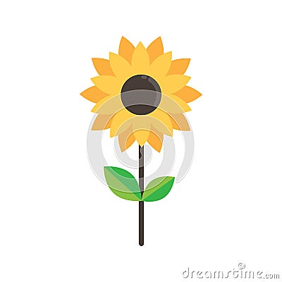 Cartoon cute sunflower on a white background Vector Illustration