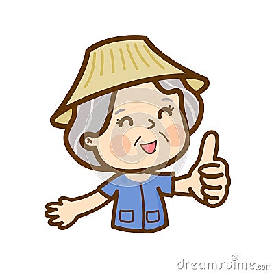 Cartoon Cute Thai Farmer Character. Vector Illustration