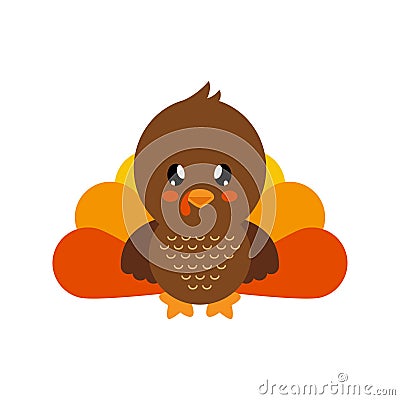 Cartoon cute turkey Vector Illustration