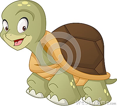 Cartoon cute turtle. Vector illustration of funny happy animal. Vector Illustration