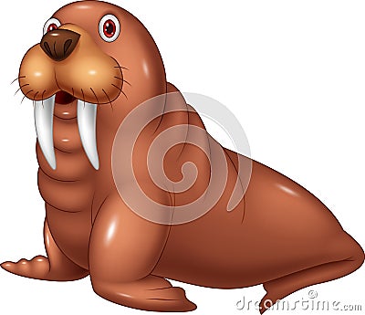 Cartoon cute walrus Vector Illustration