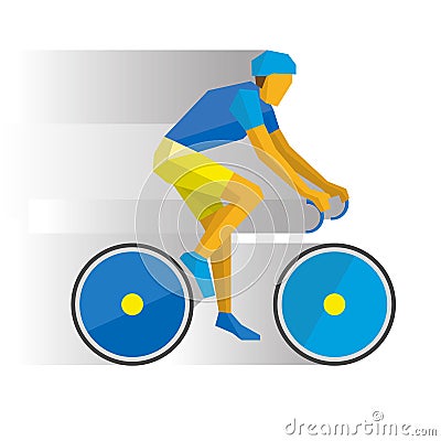 Cartoon cyclist on a bike, with shadows behind Vector Illustration