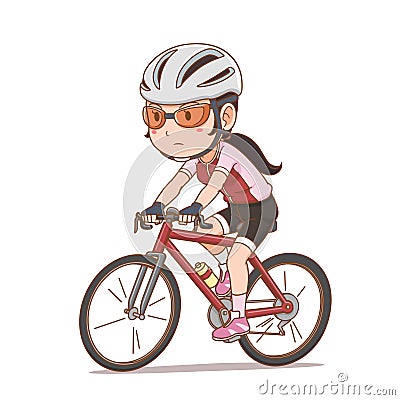 Cartoon cyclist girl. Vector Illustration