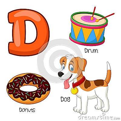 Cartoon D alphabet Vector Illustration