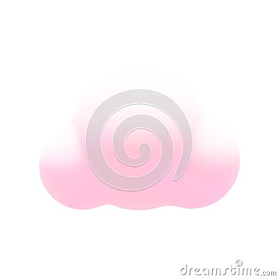 Cartoon 3d pastel fluffy cloud. Vector soft pink gradient magic cloud on white background. 3d Render fairy bubble shape Vector Illustration
