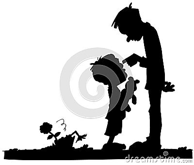 Cartoon of Dad scolding his son Vector Illustration