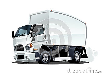 Cartoon delivery or cargo truck isolated on white background Vector Illustration