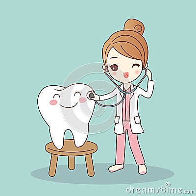 Cartoon dentist doctor with tooth Vector Illustration