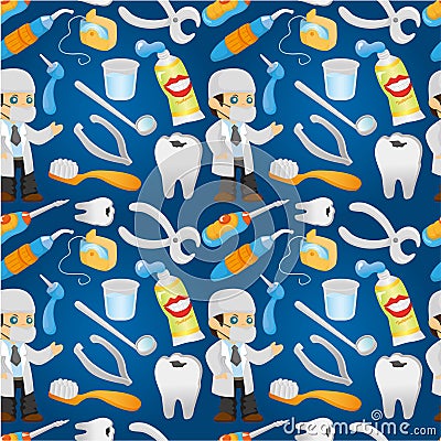 Cartoon dentist tool seamless pattern Vector Illustration